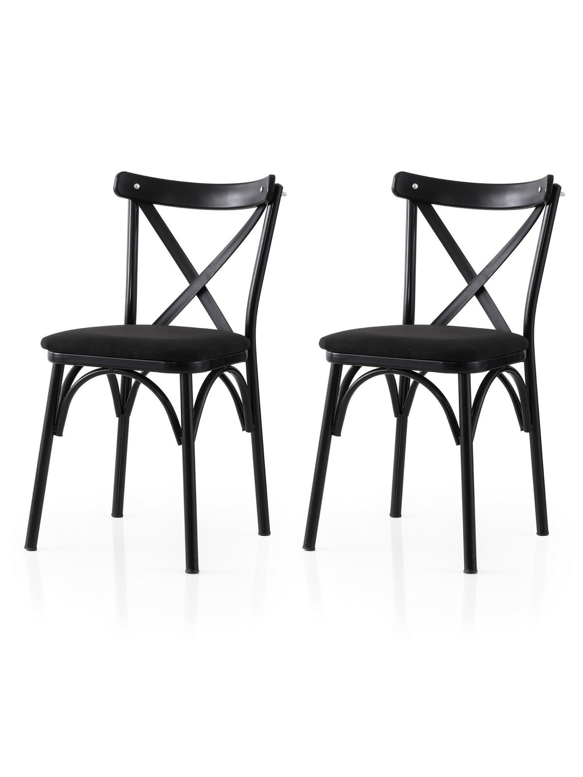 Set of 2 Ekol 290 Linen Dining Chairs in Black – product image 1