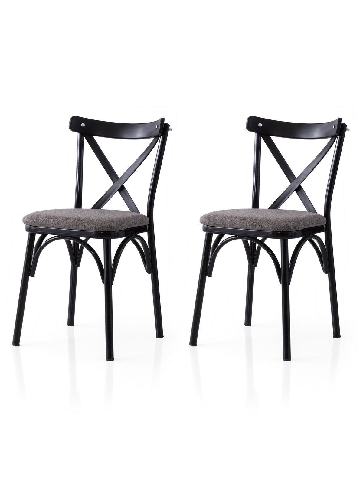 Set of 2 Ekol 291 Linen Dining Chairs in Black and Grey – product image 1