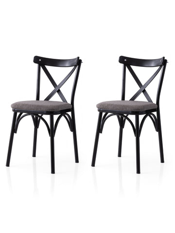 Set van 2 Ekol 291 linnen eetkamerstoelen in zwart en grijs