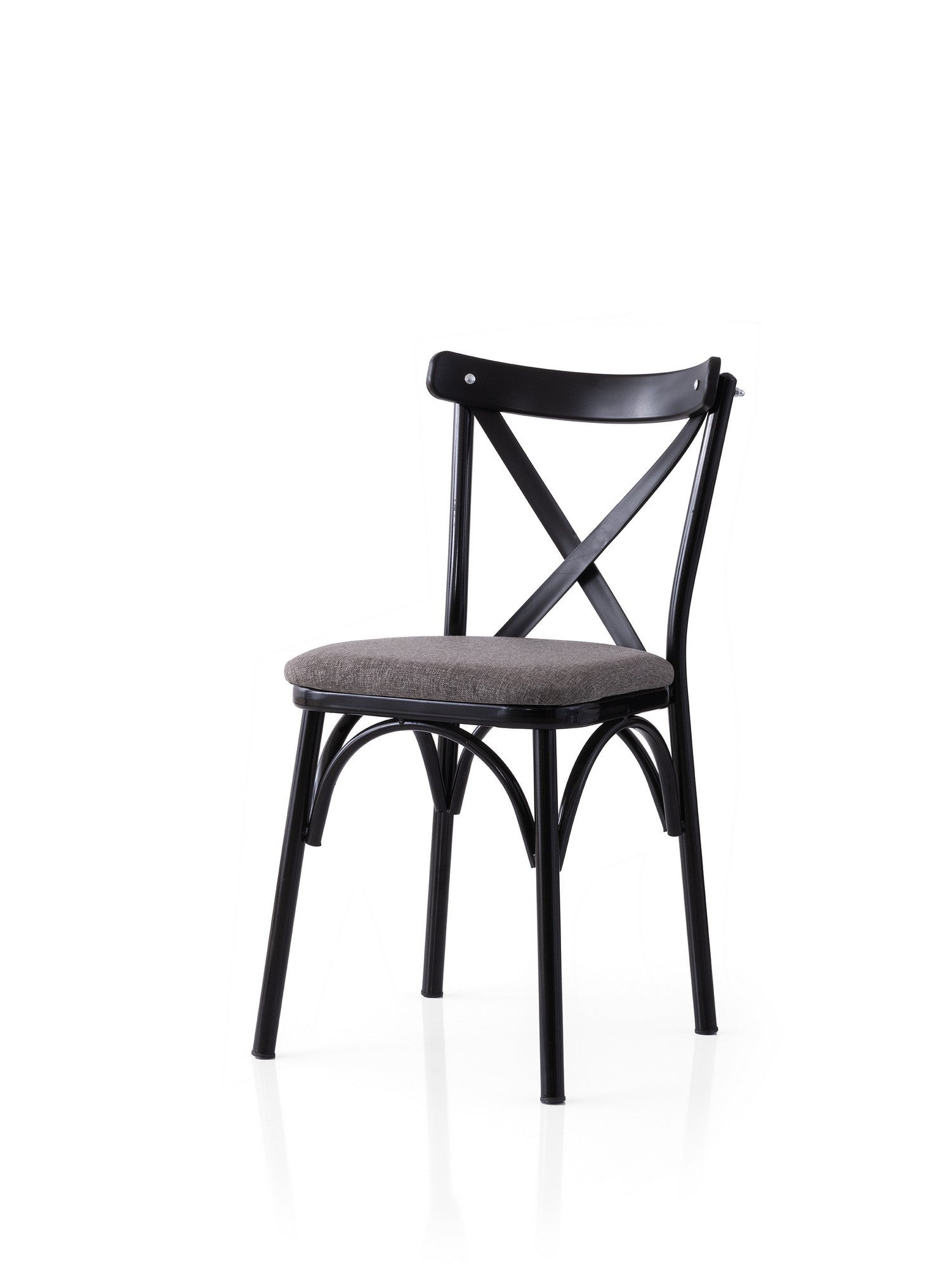 Set of 2 Ekol 291 Linen Dining Chairs in Black and Grey – product image 2