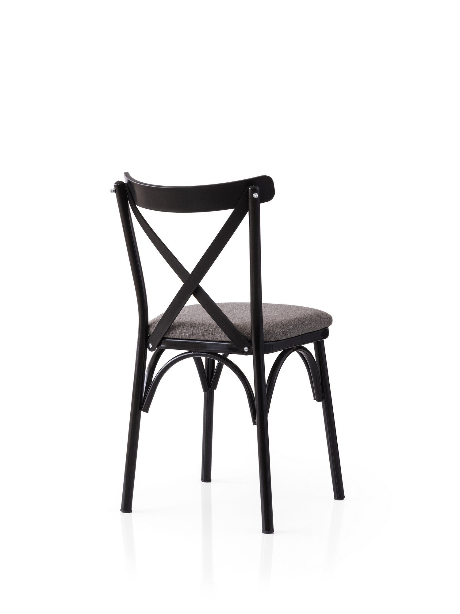 Set of 2 Ekol 291 Linen Dining Chairs in Black and Grey – product image 3