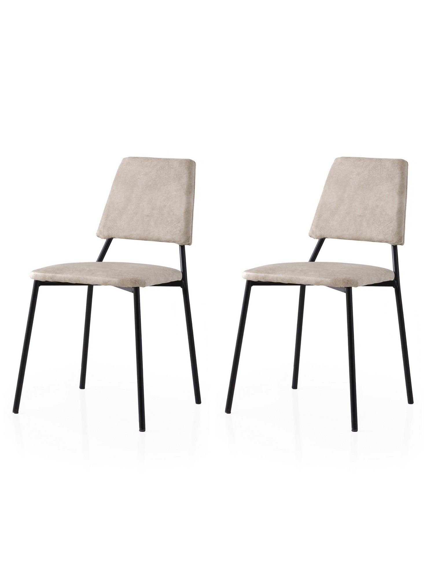 Set of 2 Lıma 4551 Velvet Dining Chairs in Black and Ecru