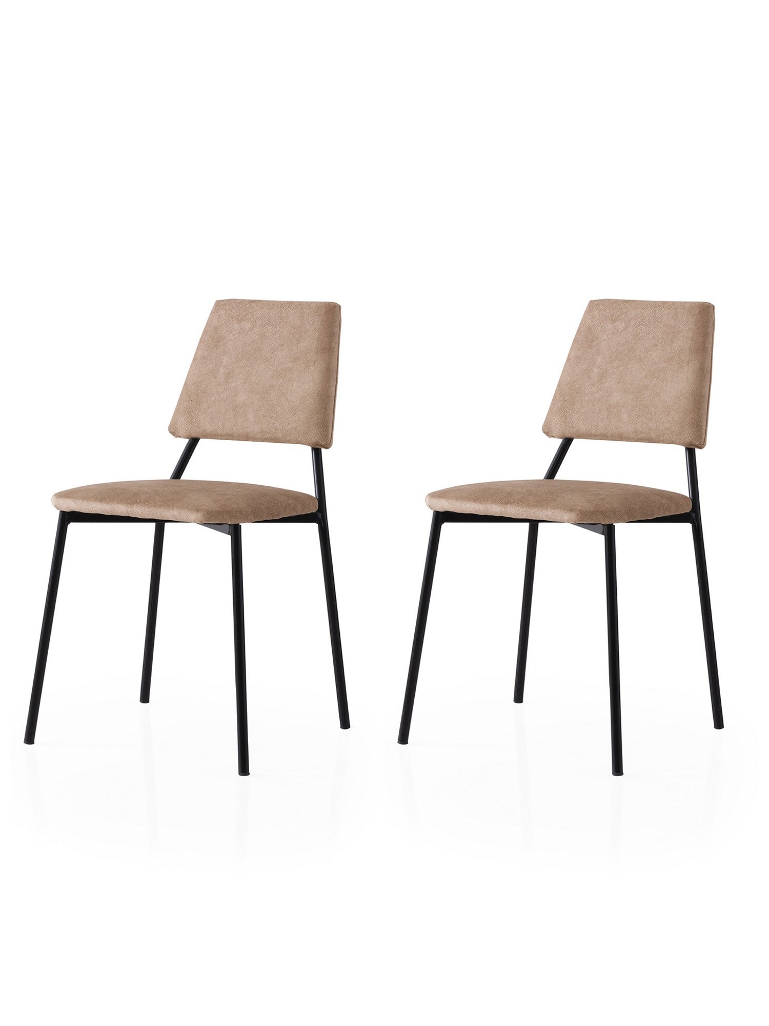 Set of 2 Lıma 4552 Velvet Dining Chairs in Black and Mink