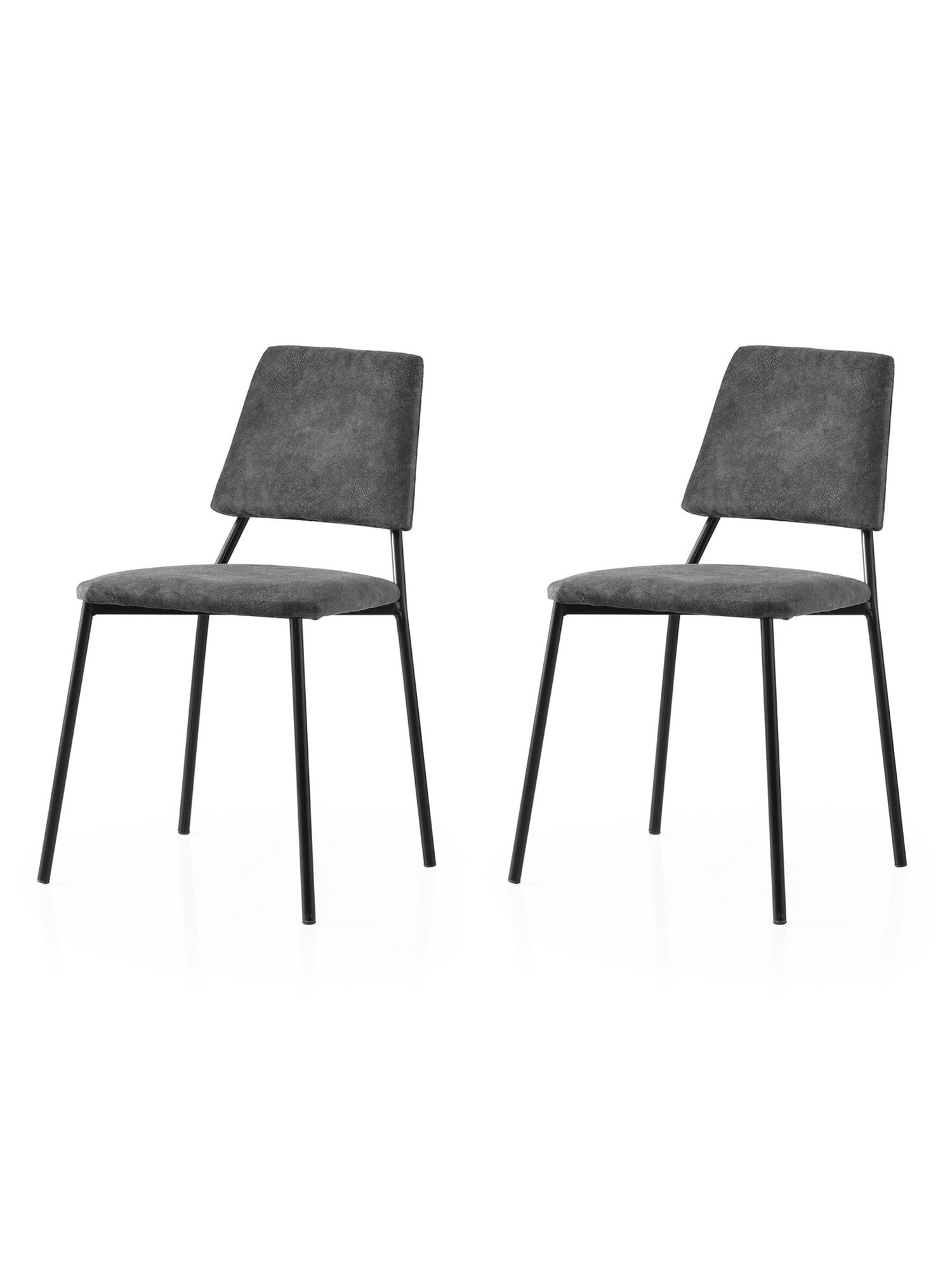 Set of 2 Lima 4554 Velvet Dining Chairs in Black and Anthracite