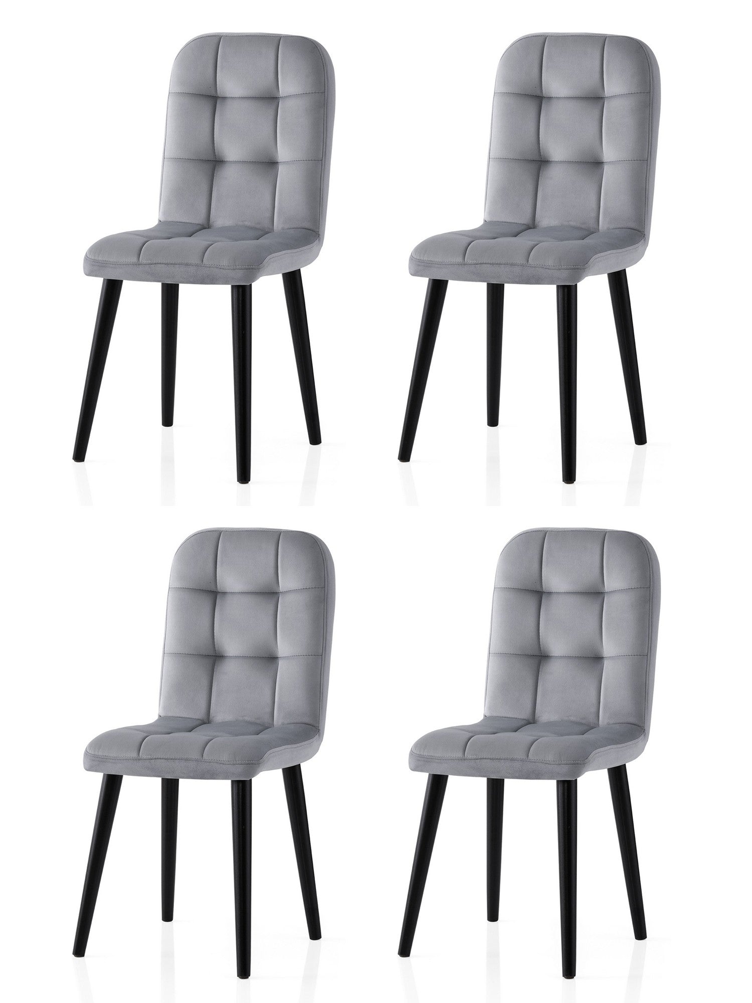 Set of 4 Retro 732 Dining Chairs in Black and Grey