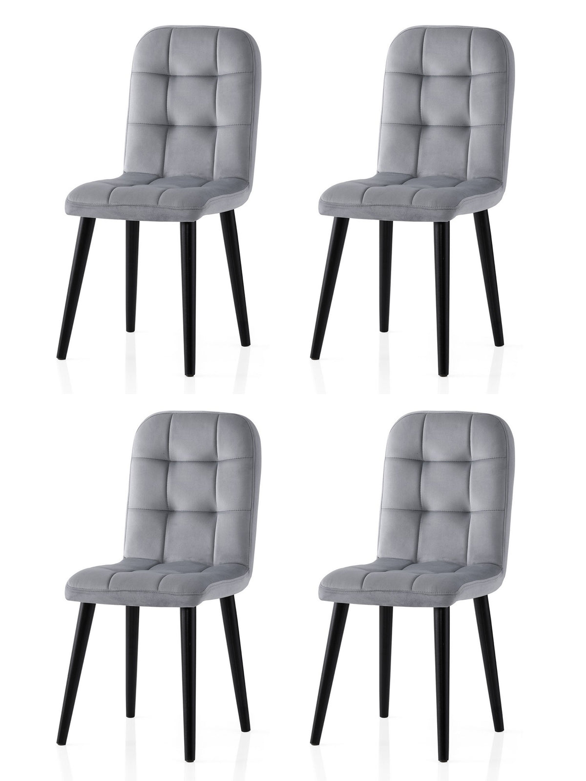 Set of 4 Retro 732 Dining Chairs in Black and Grey – product image 1
