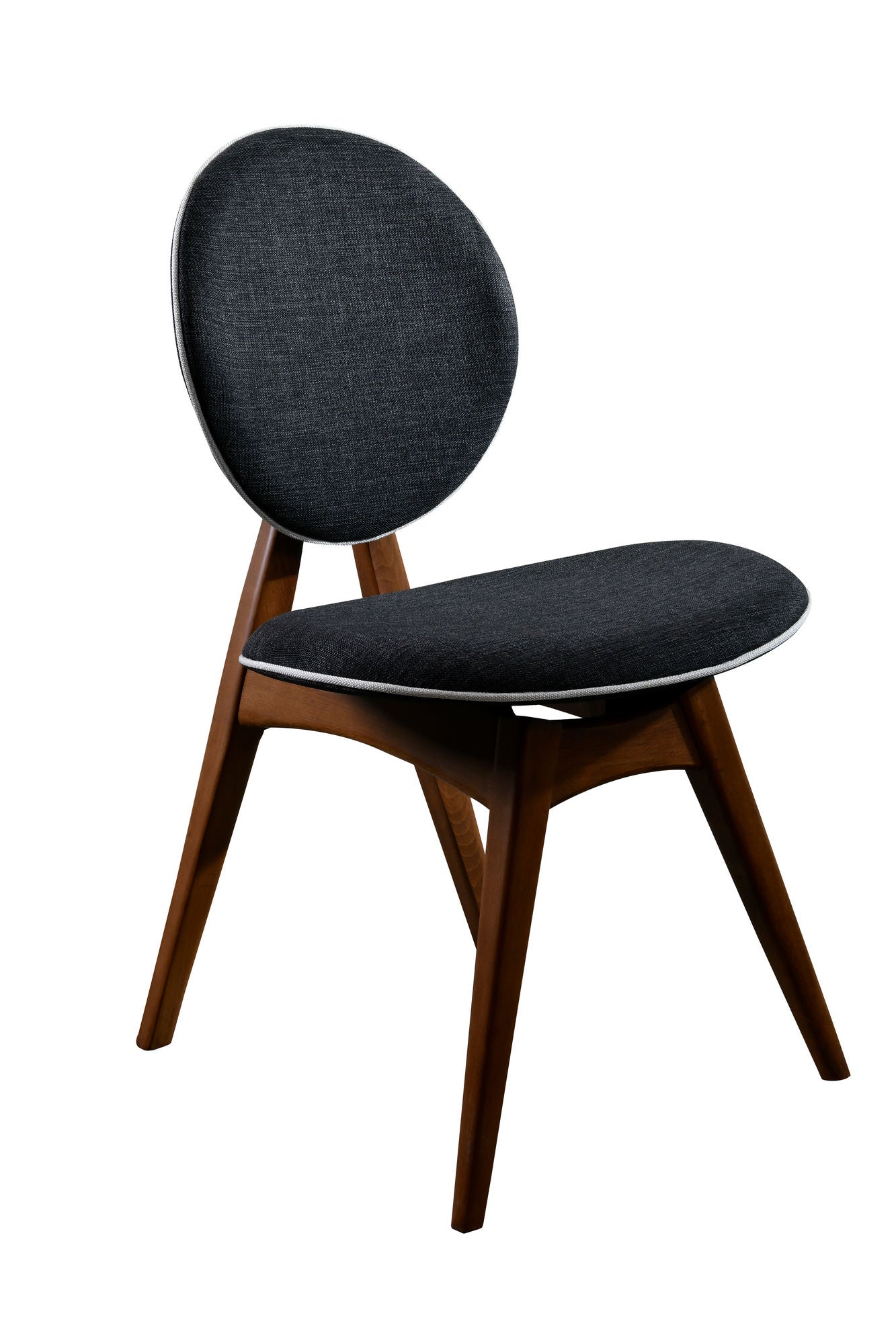 Set of 2 Touch Linen Dining Chairs in Walnut and Anthracite – product image 4