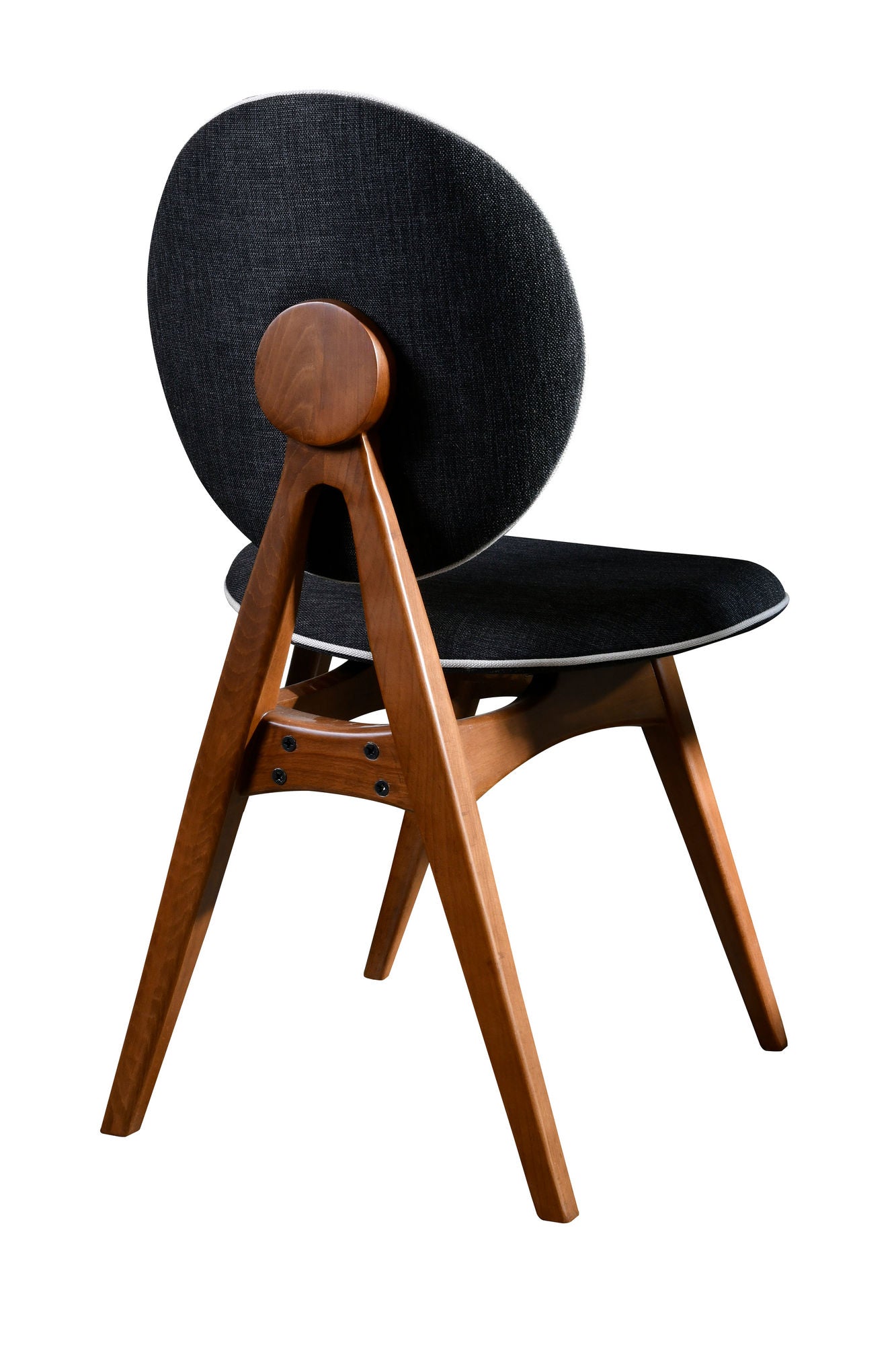 Set of 2 Touch Linen Dining Chairs in Walnut and Anthracite – product image 5