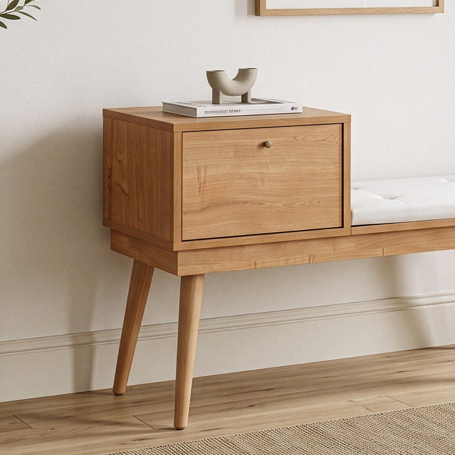 Urban Linen Bench in Oak and Cream – product image 3