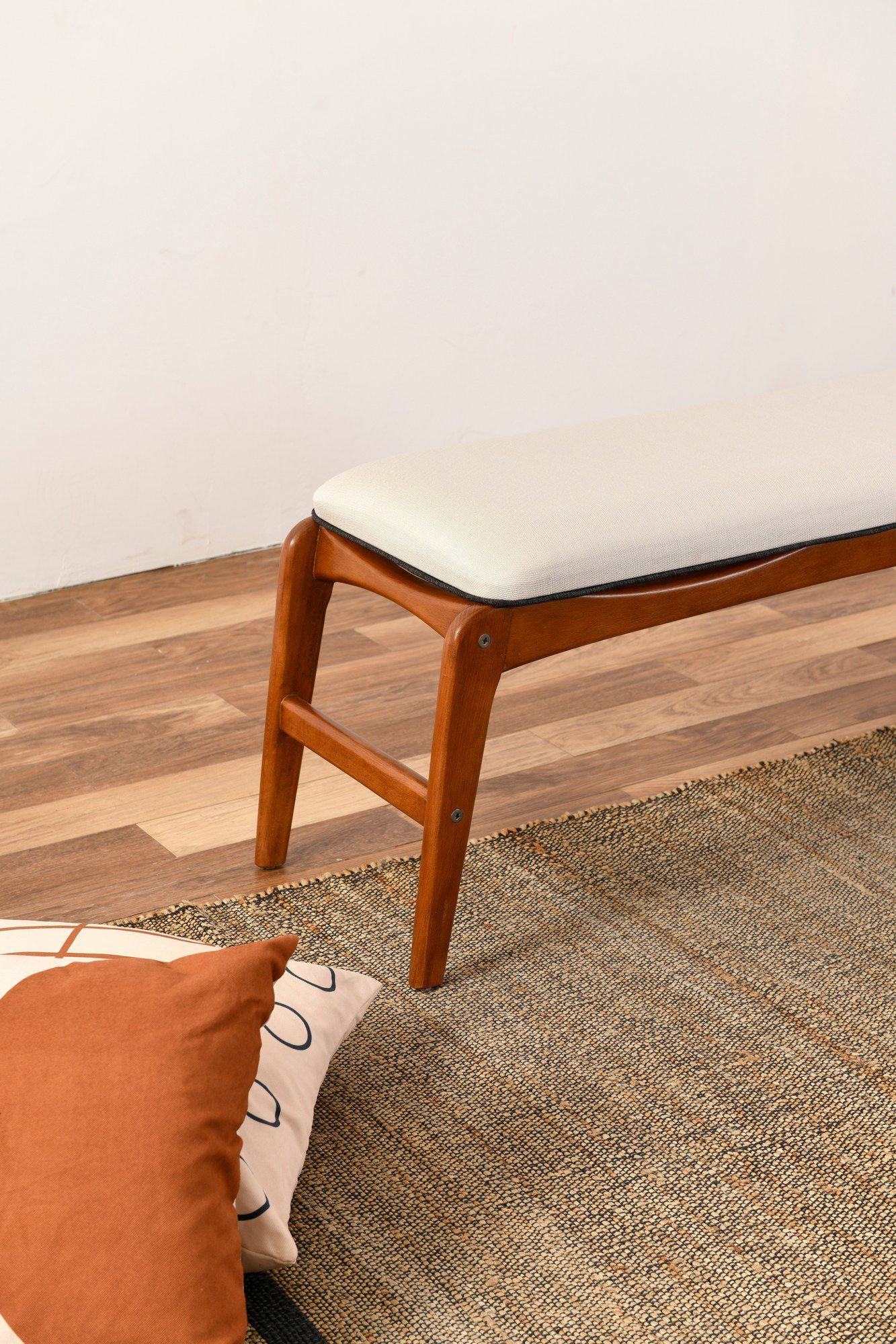 Touch Linen Bench in Walnut and Cream – product image 3
