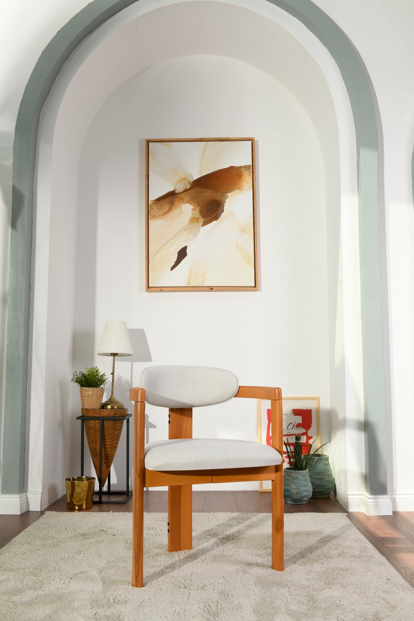 Set of 2 Cheri Dining Chairs in Cream and Oak