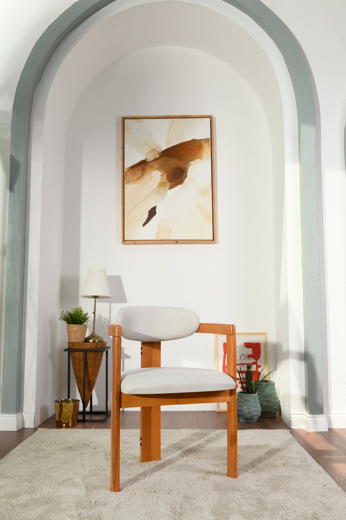 Set of 2 Cheri Dining Chairs in Cream and Oak – product image 1
