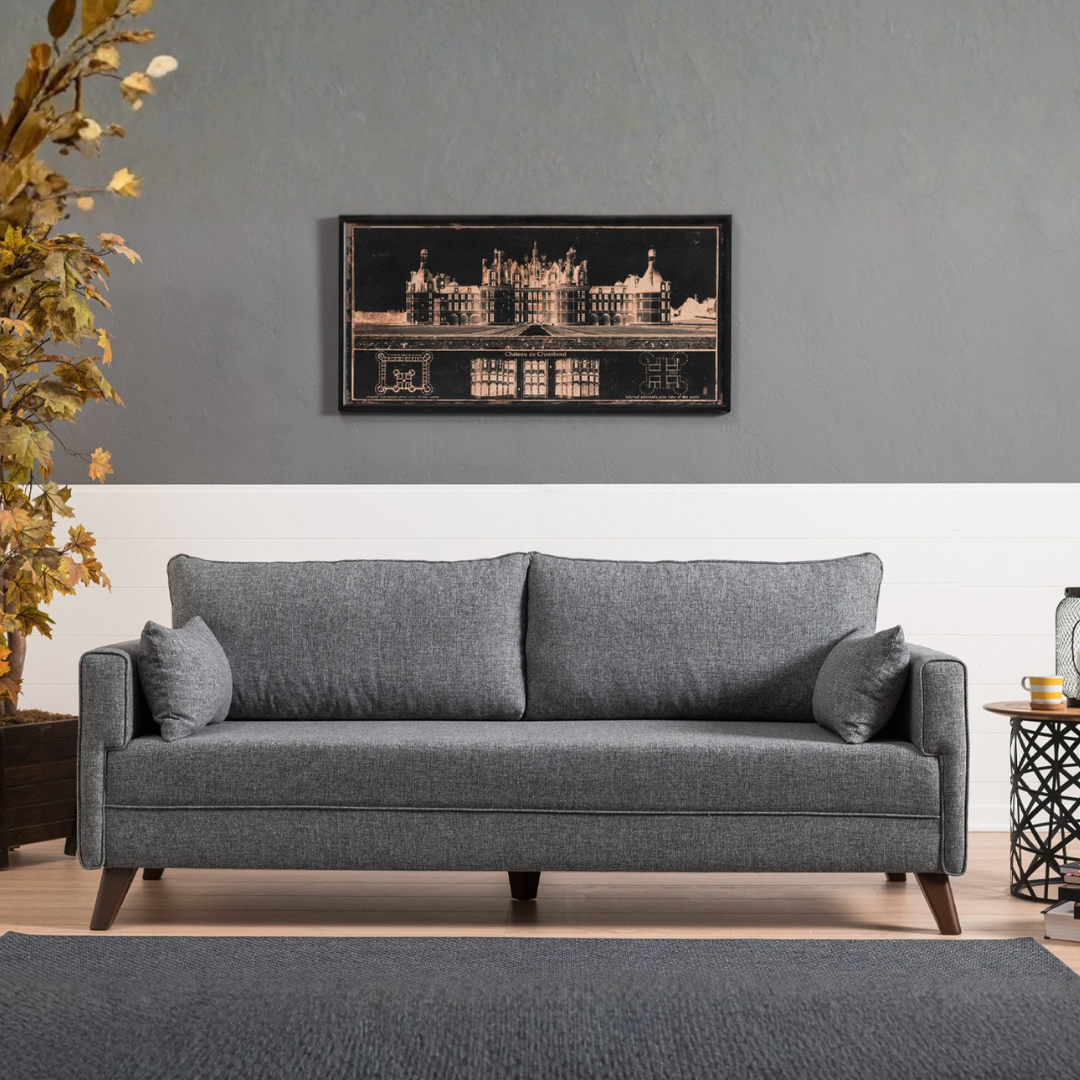 Bella  Grey 3-Seater Sofa Bed - | Large Pull-Out Couch for Guests