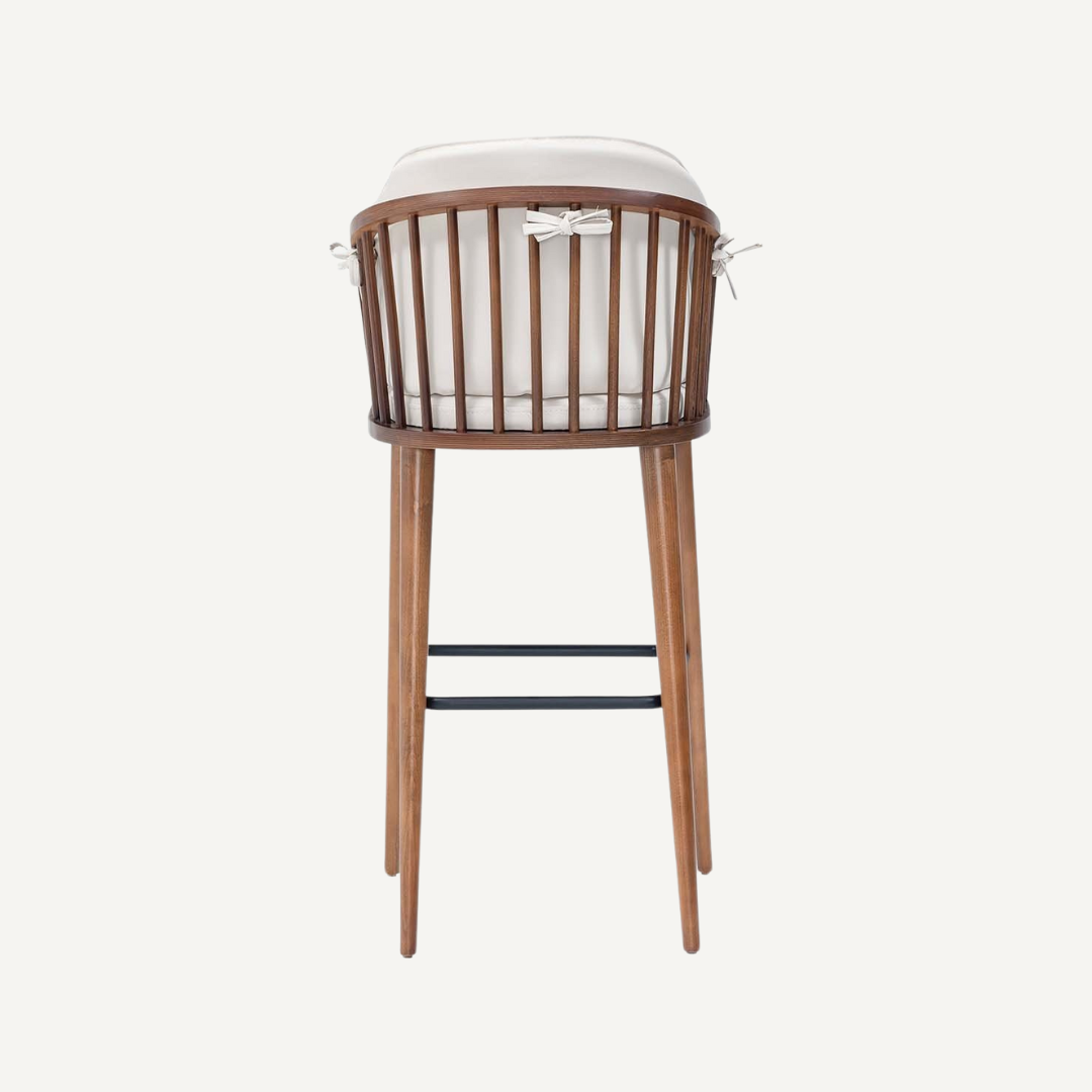 Alix Wooden stool with curved backrest