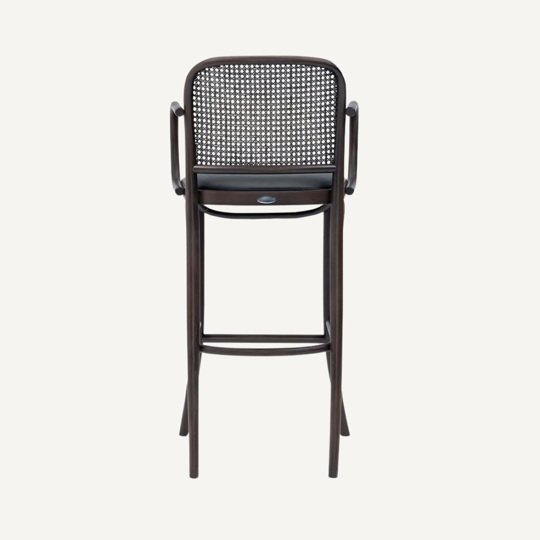 Amber Bar stool with cane backrest and armrests