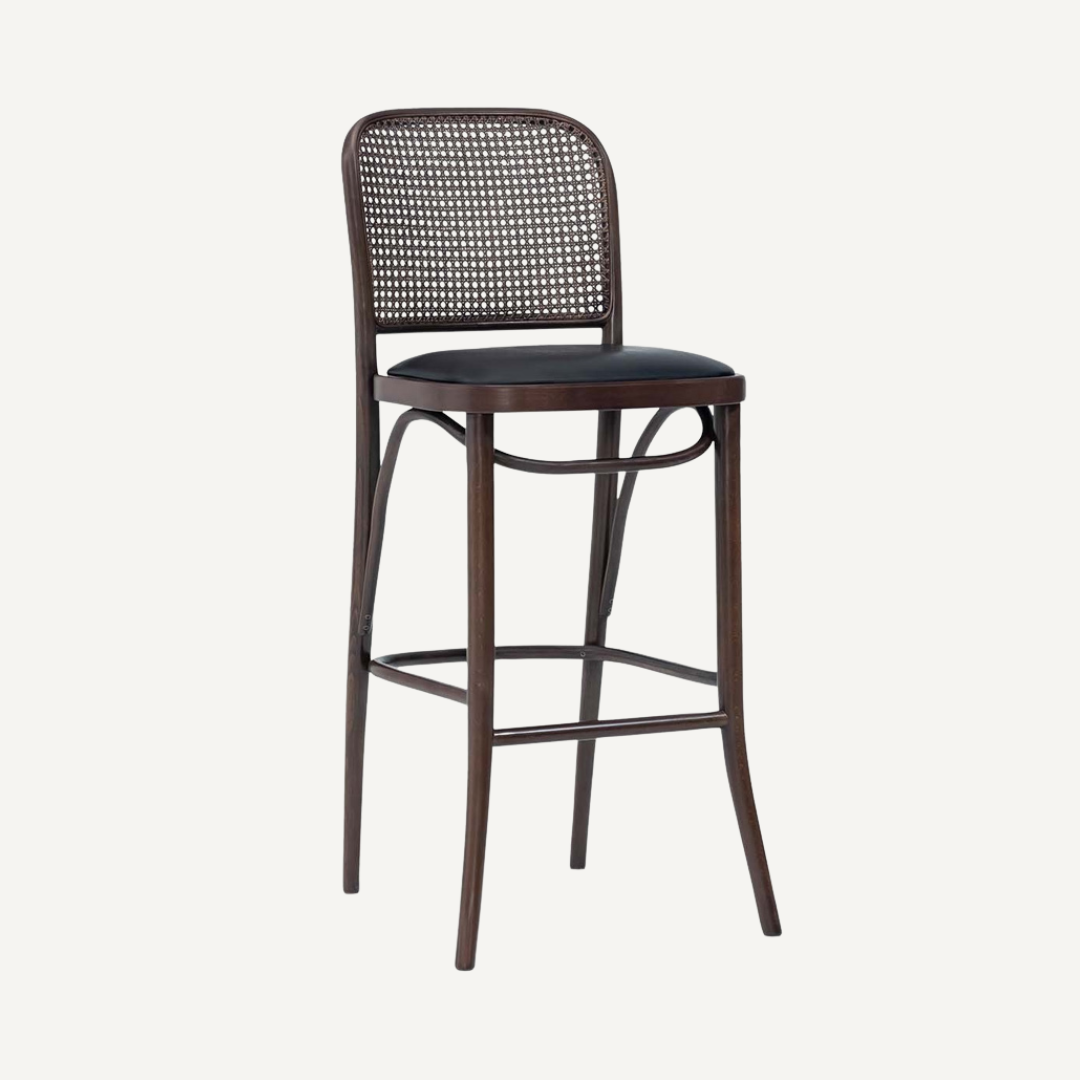 Amber Bar stool with cane backrest