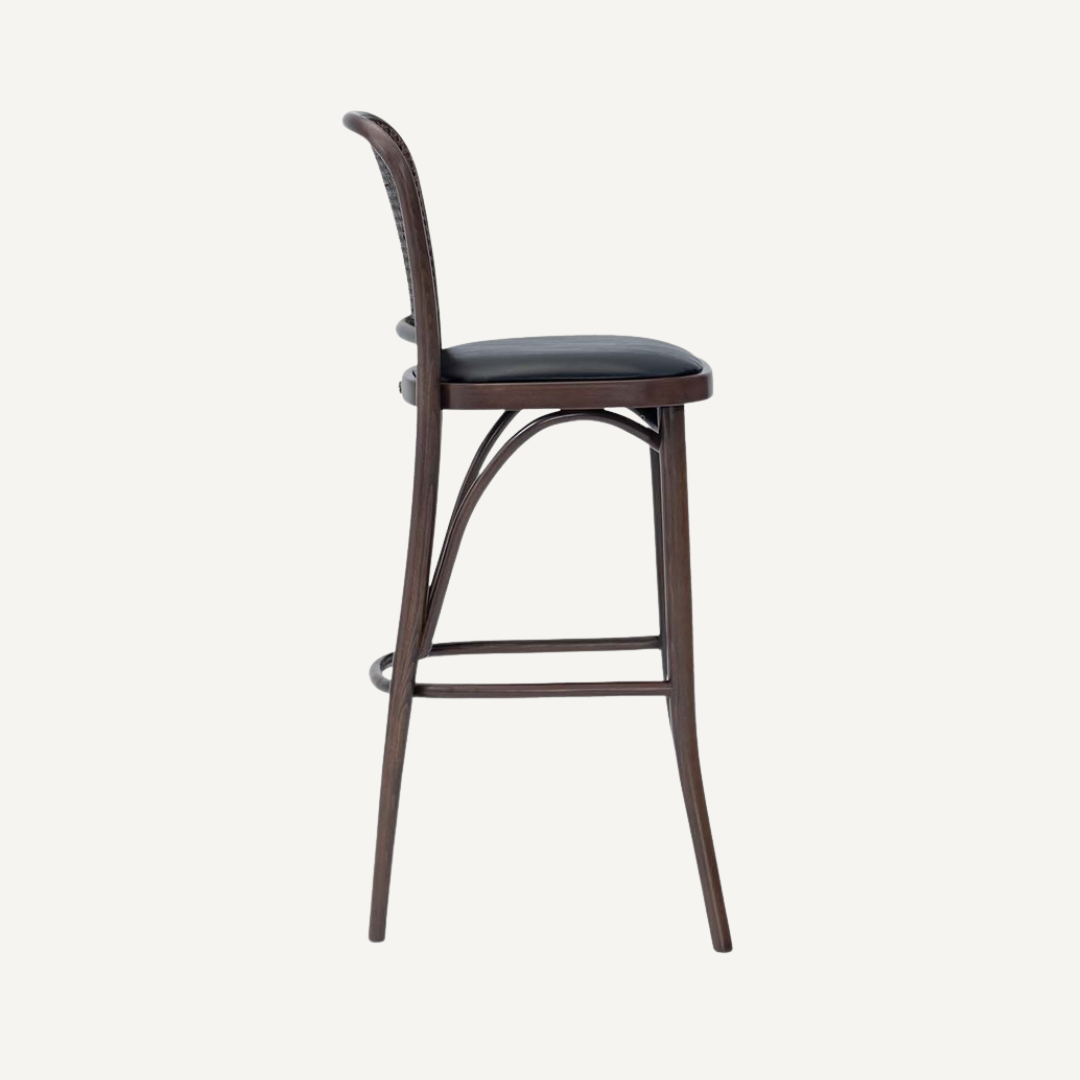 Amber Bar stool with cane backrest