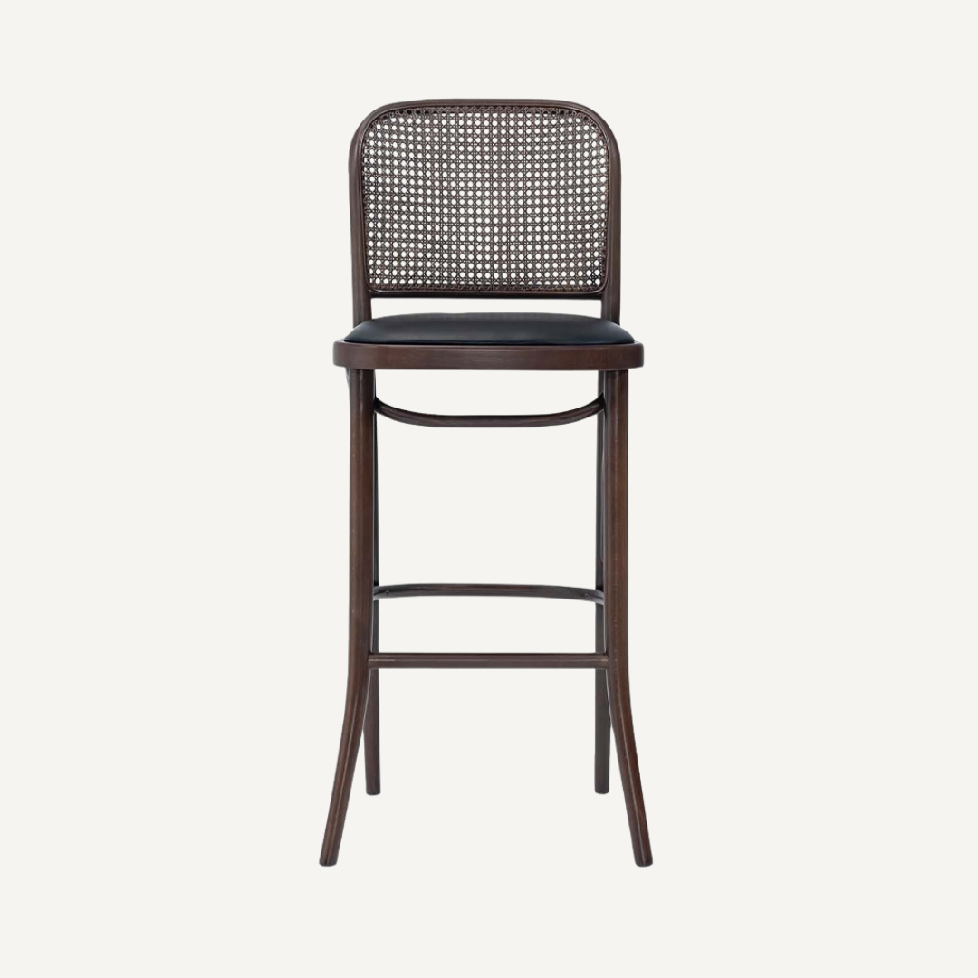Amber Bar stool with cane backrest