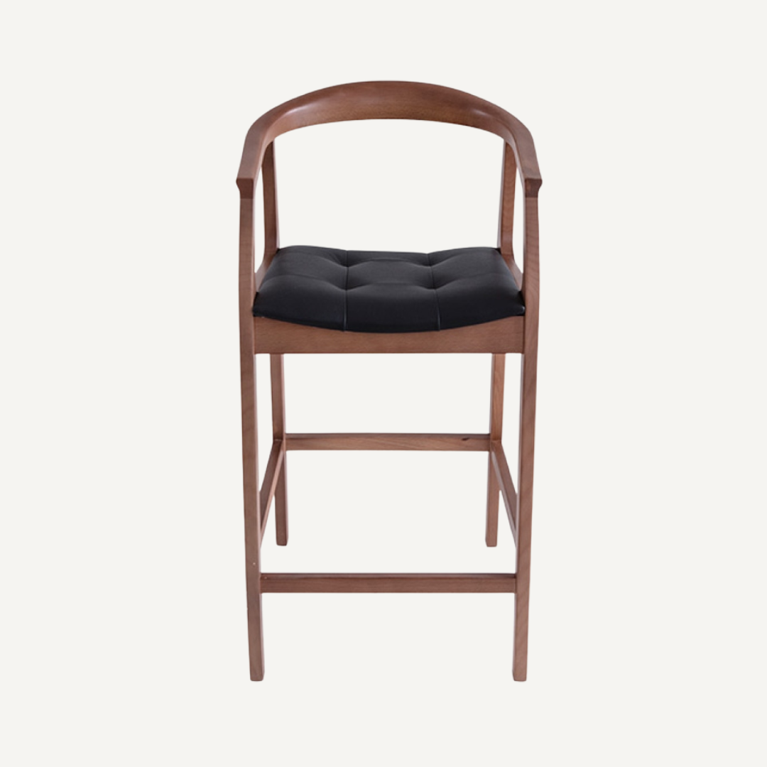 Aromatics Wooden stool with leather seat