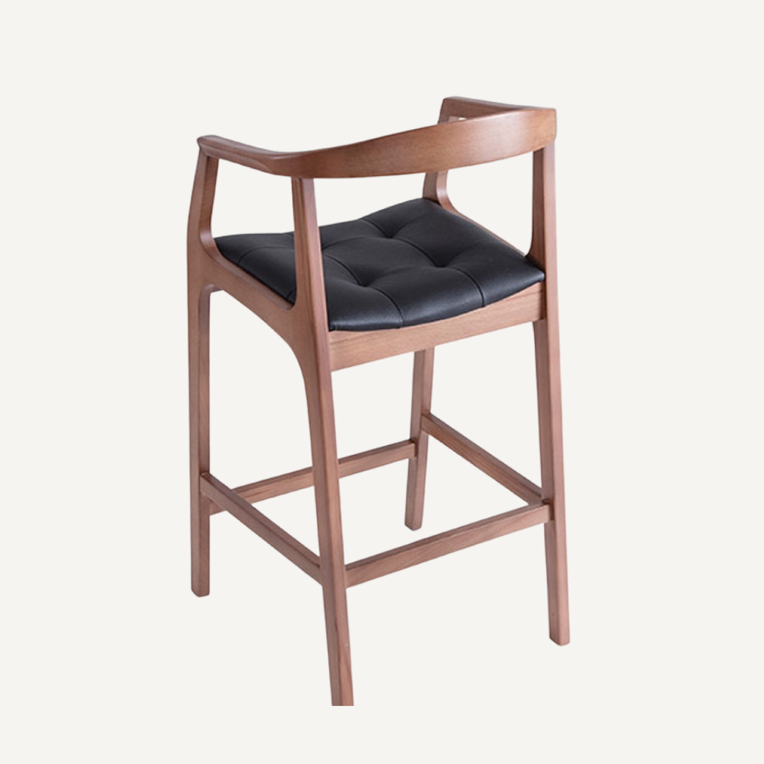 Aromatics Wooden stool with leather seat