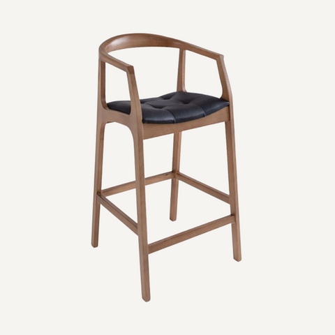 Aromatics Wooden stool with leather seat