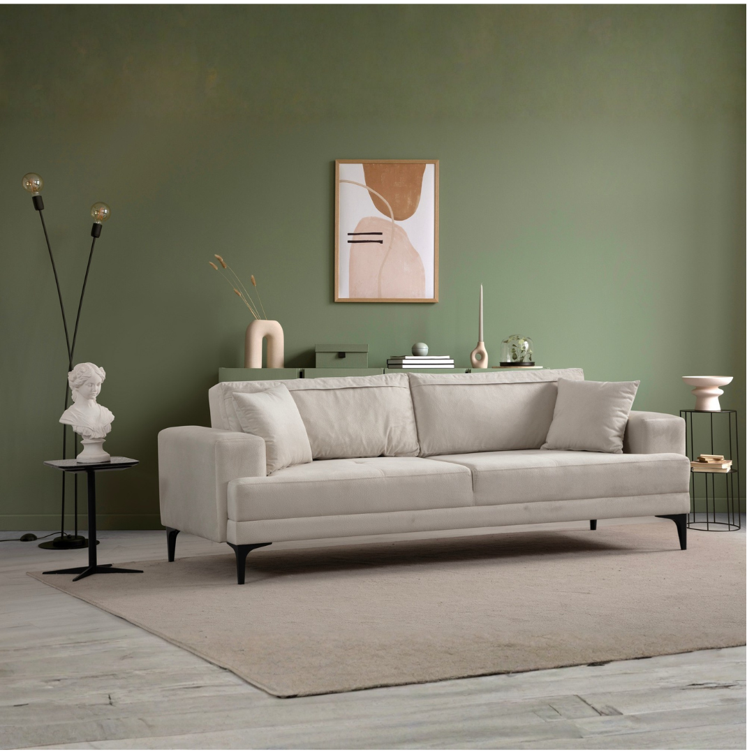 Astana  Ecru 3 Seater Sofa | Comfortable Modern Couch