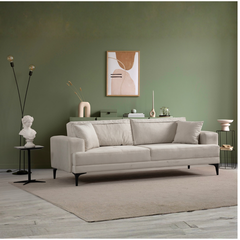 Astana  Ecru 3 Seater Sofa | Comfortable Modern Couch