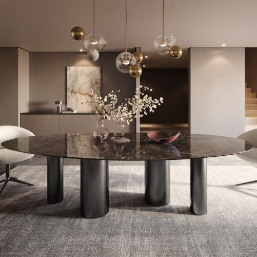 Table de salle à manger asymétrique en céramique 2.60 x 1.30