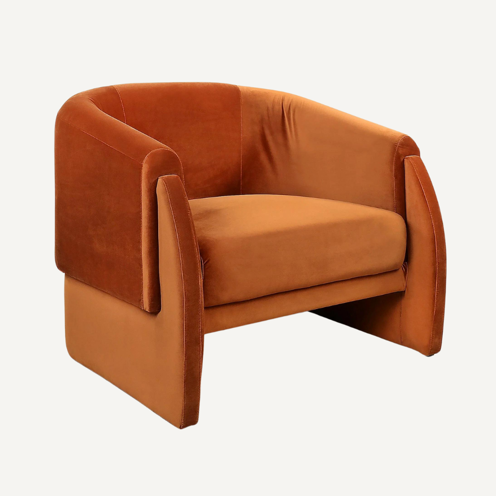 Tressa armchair with curved armrests