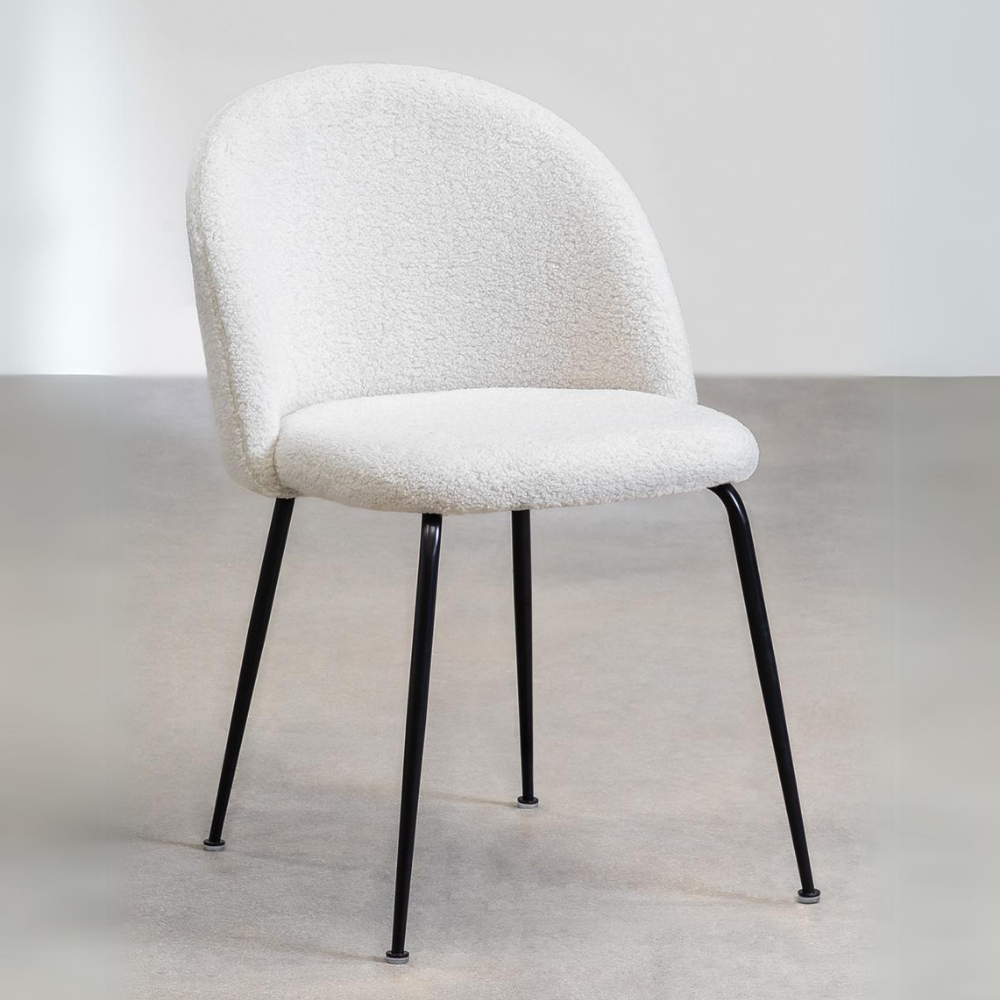 Fabric and curly wool Mona chair