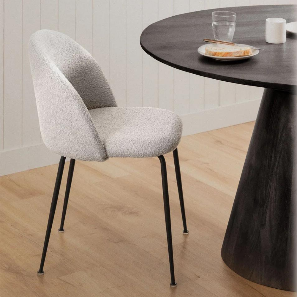 Fabric and curly wool Mona chair