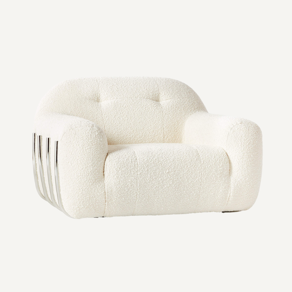 Coily boucle armchair for living room