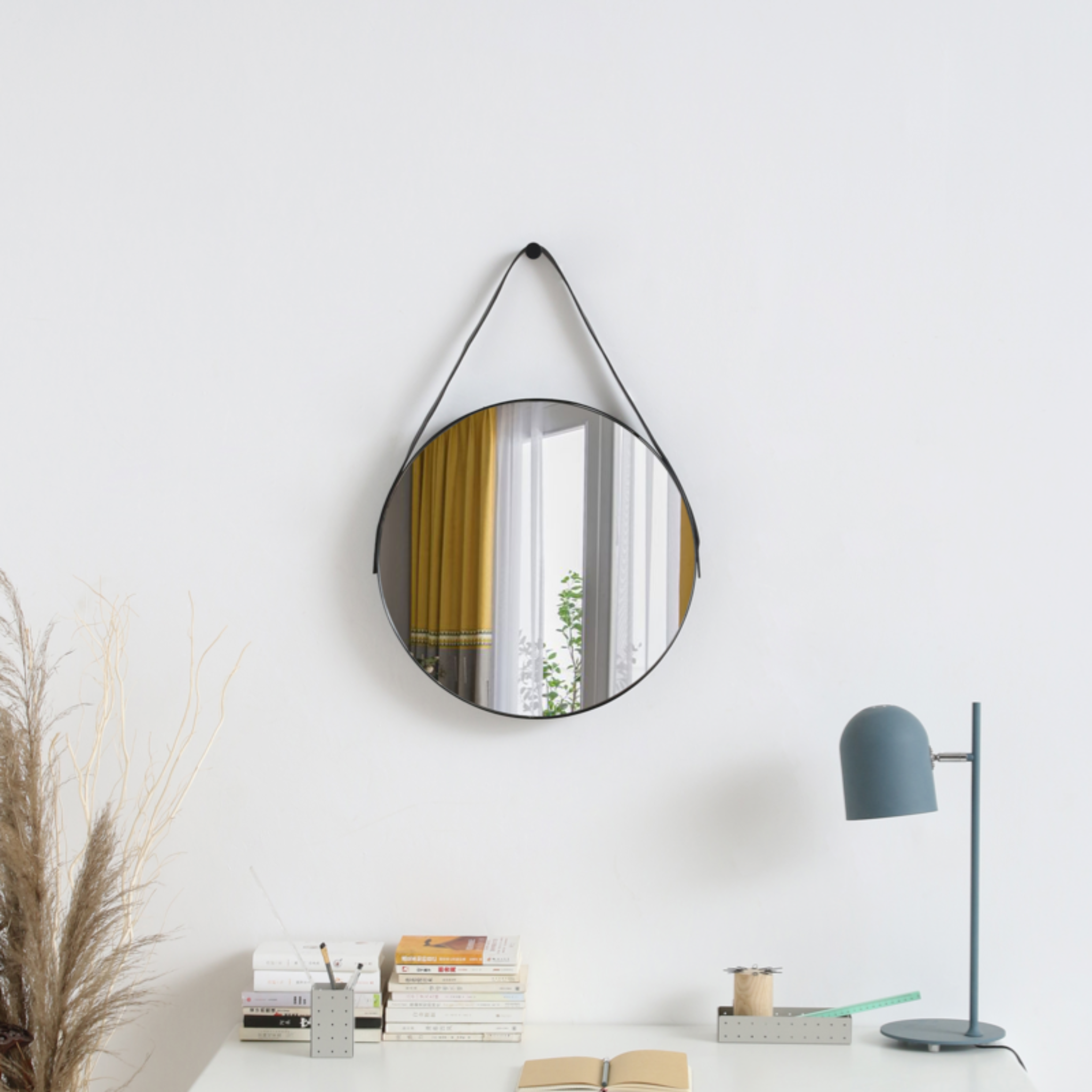 Black Round metal wall mirror