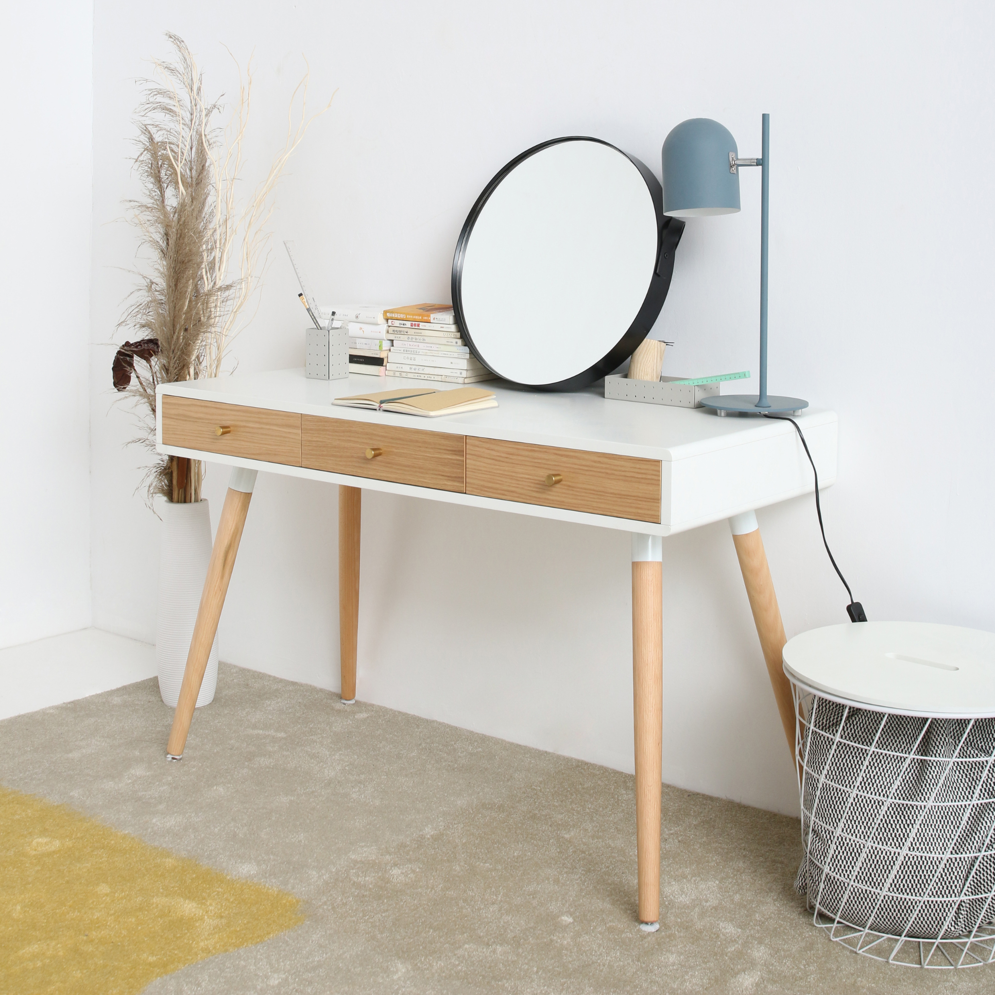 Black Round metal wall mirror