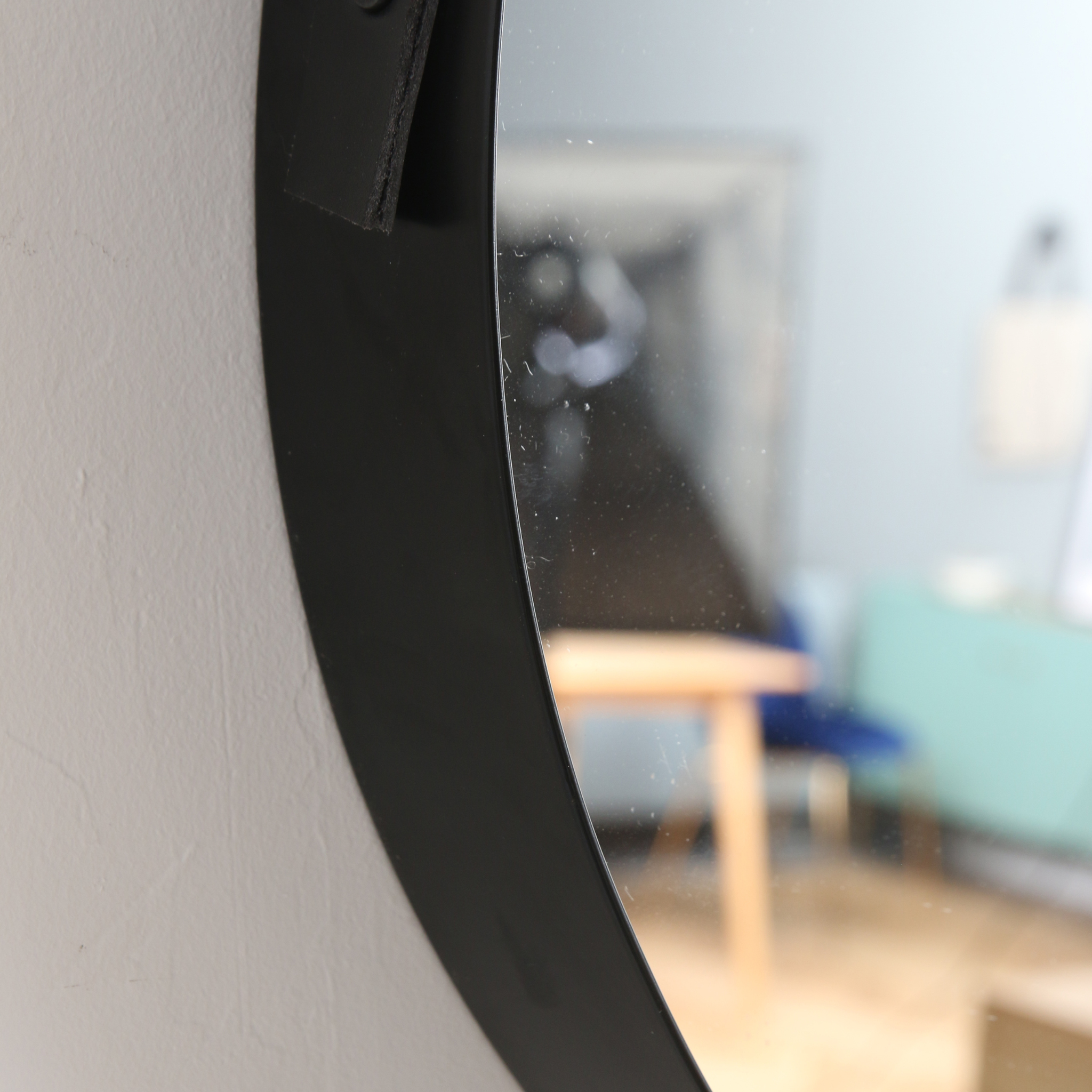 Black Round metal wall mirror