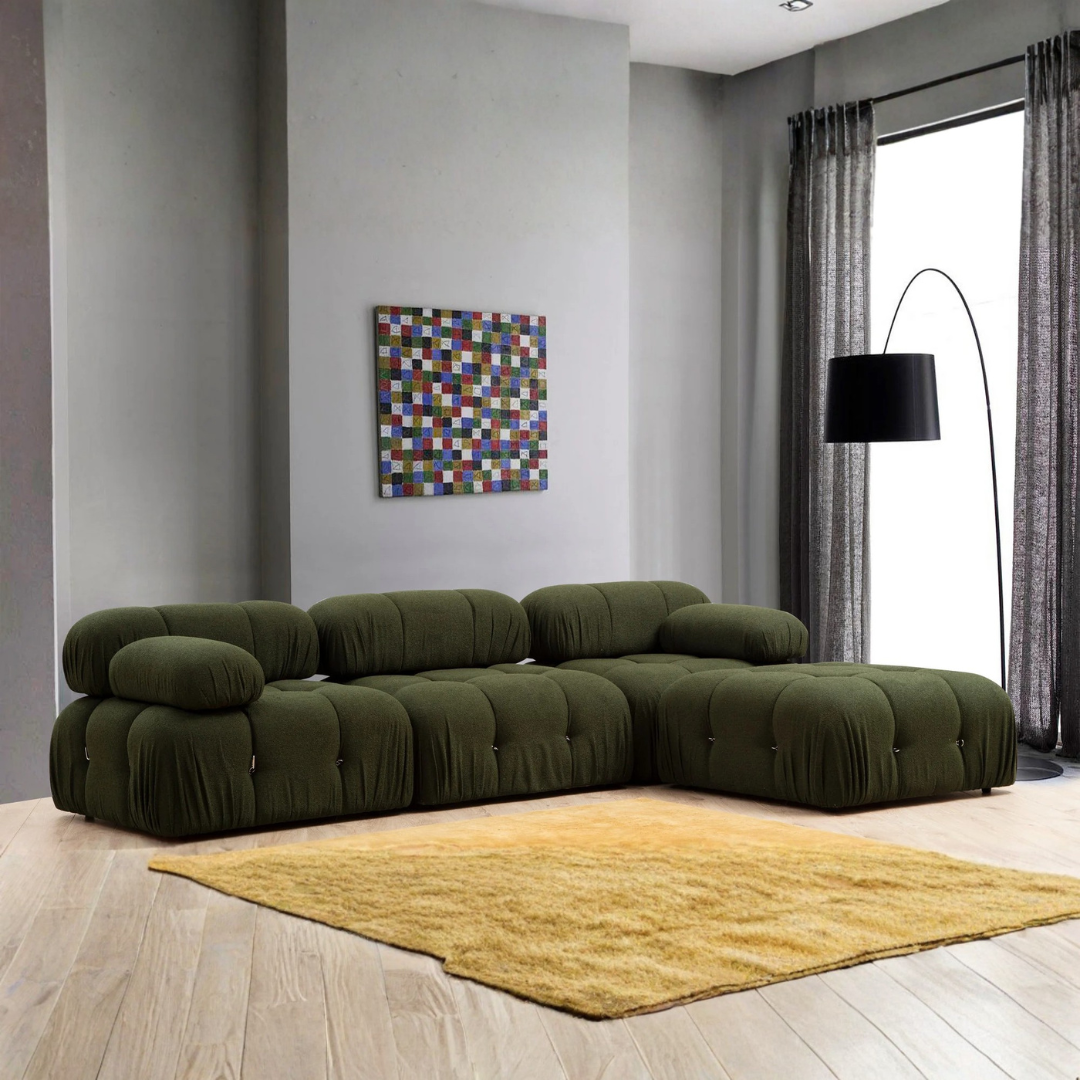 Bubble – Green L Shape Corner Sofa | Designer Sectional for Living Room