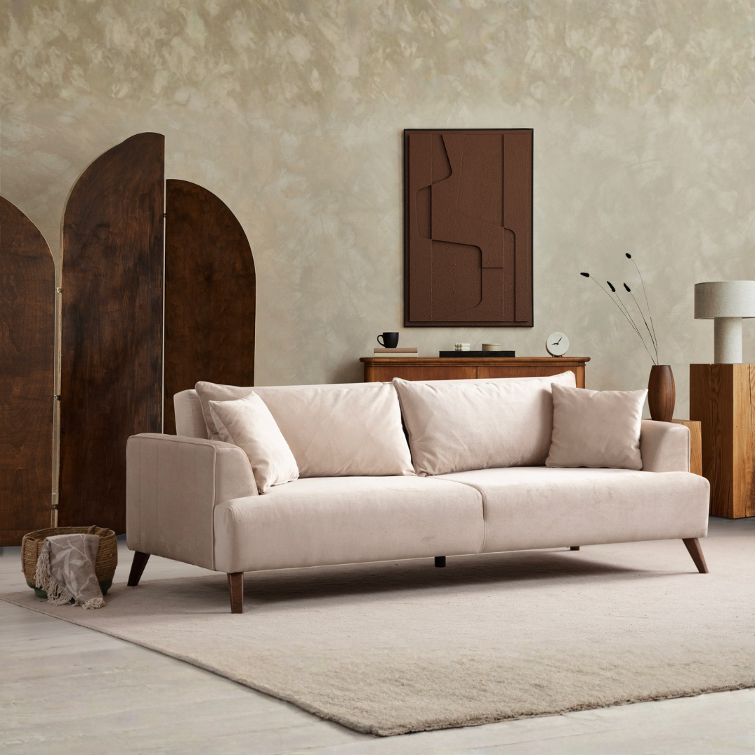 Buhara – Ecru 3 Seater Sofa | Comfortable  Couch for Family