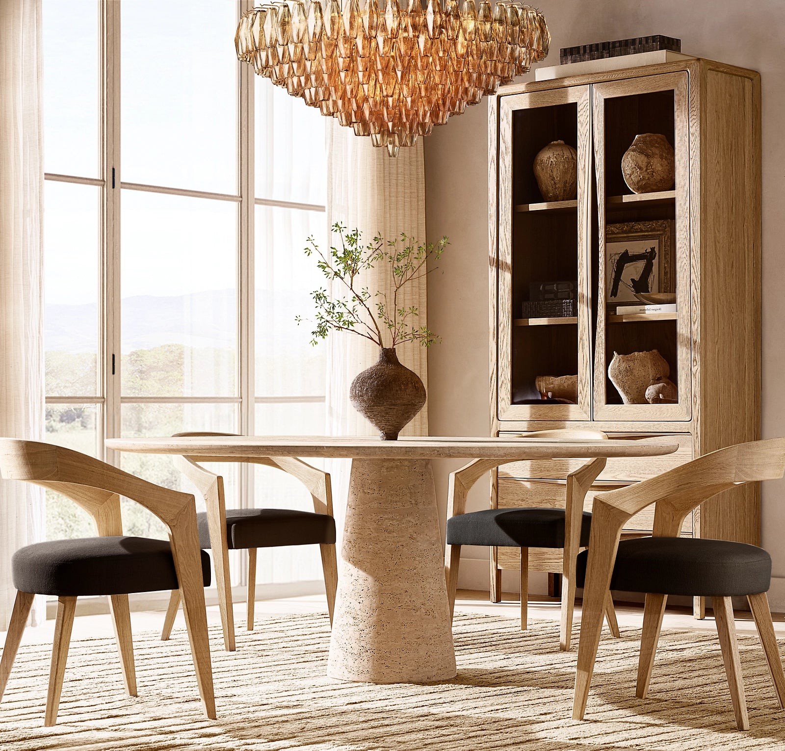 Round Travertine Table