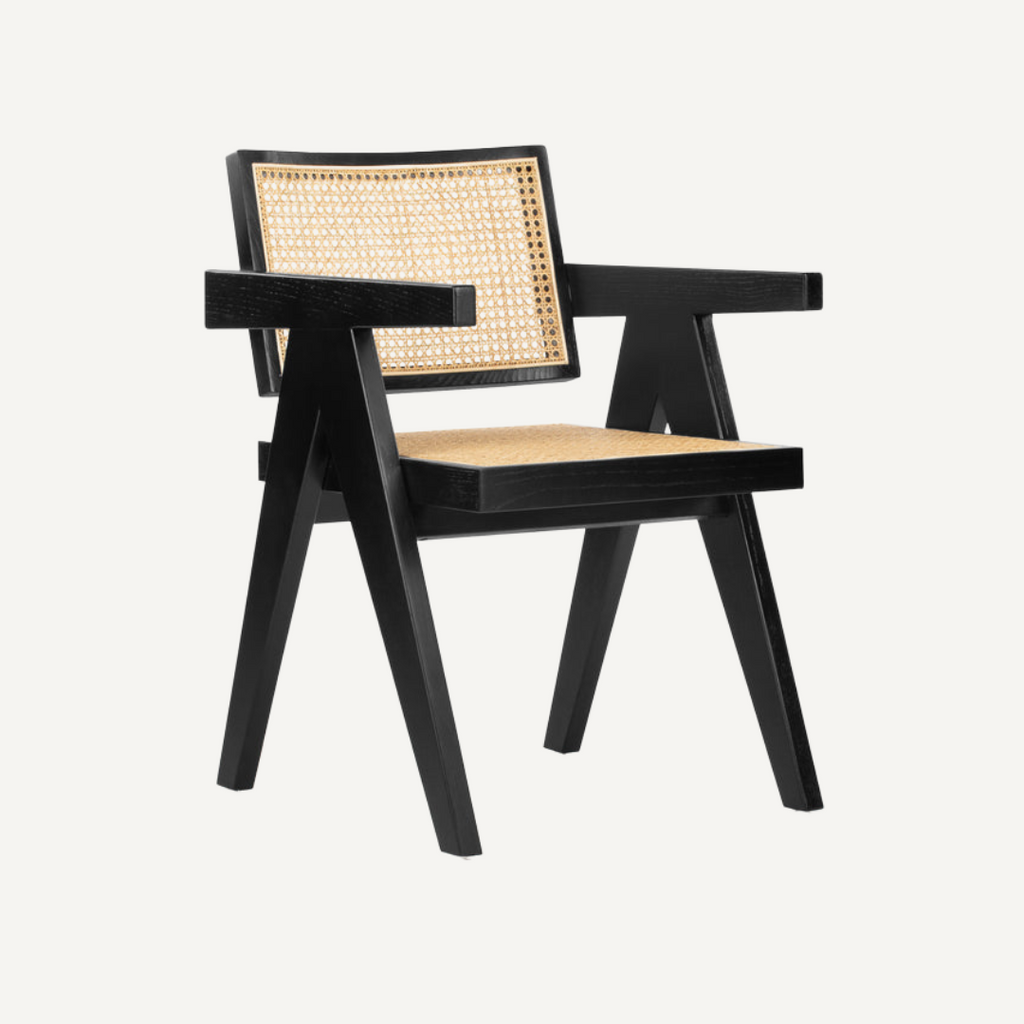 Pierre Jeanneret retro style cane chair with armrests | DIIIZ – Diiiz