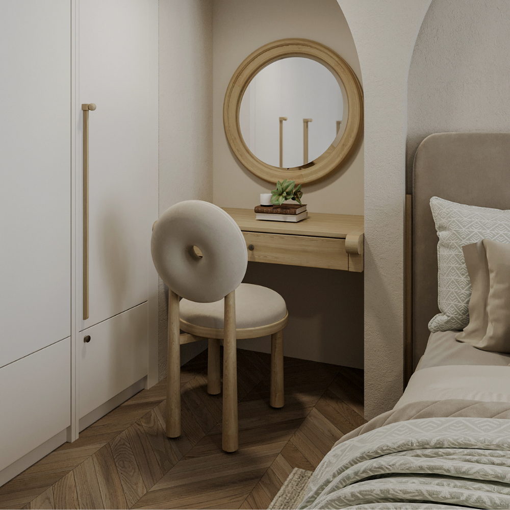 Wood and boucle wool chair DONISE