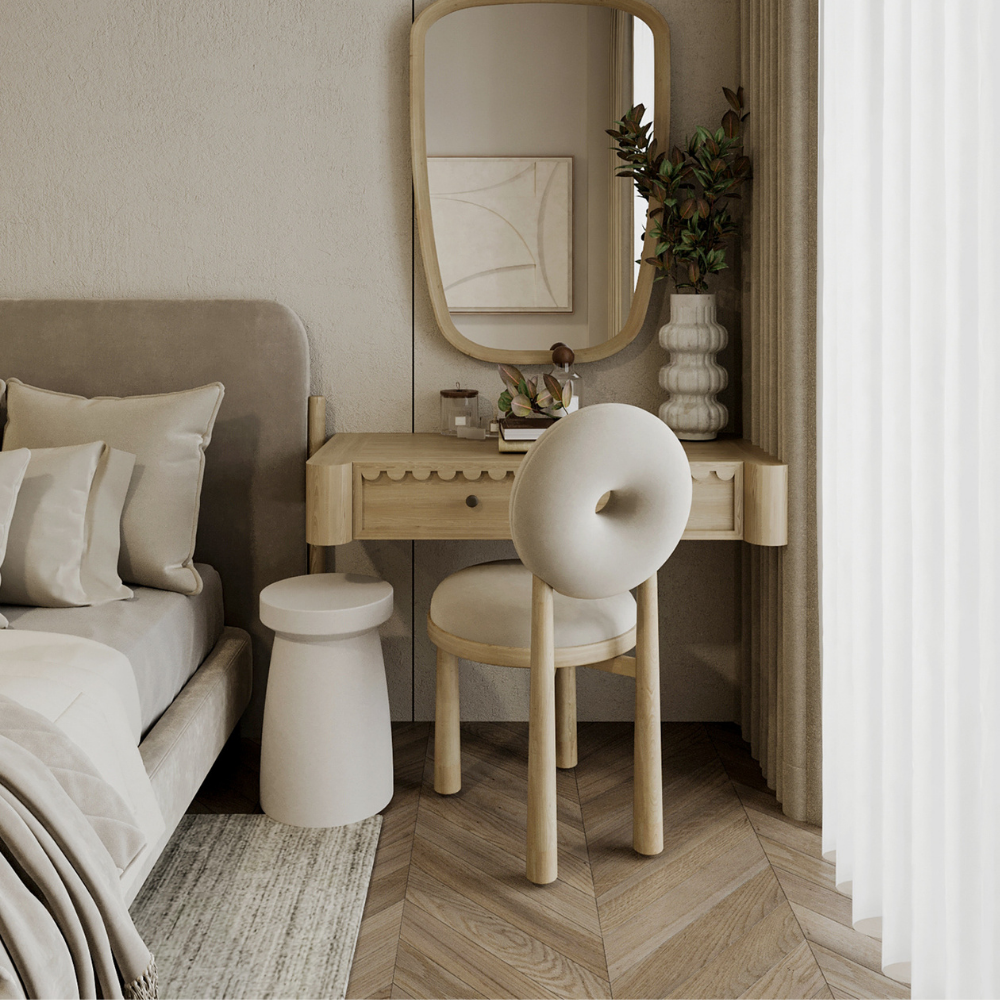 Wood and boucle wool chair DONISE