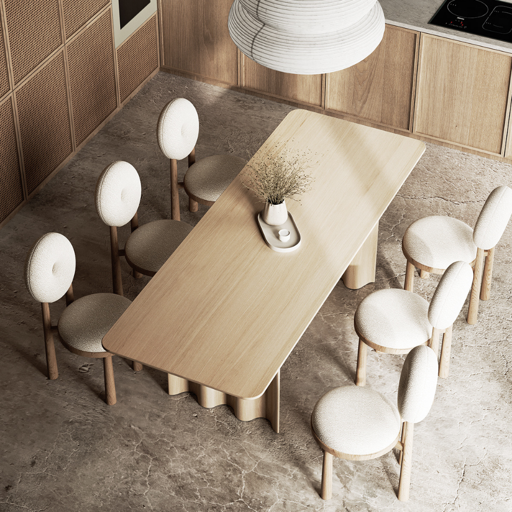 Wood and boucle wool chair DONISE