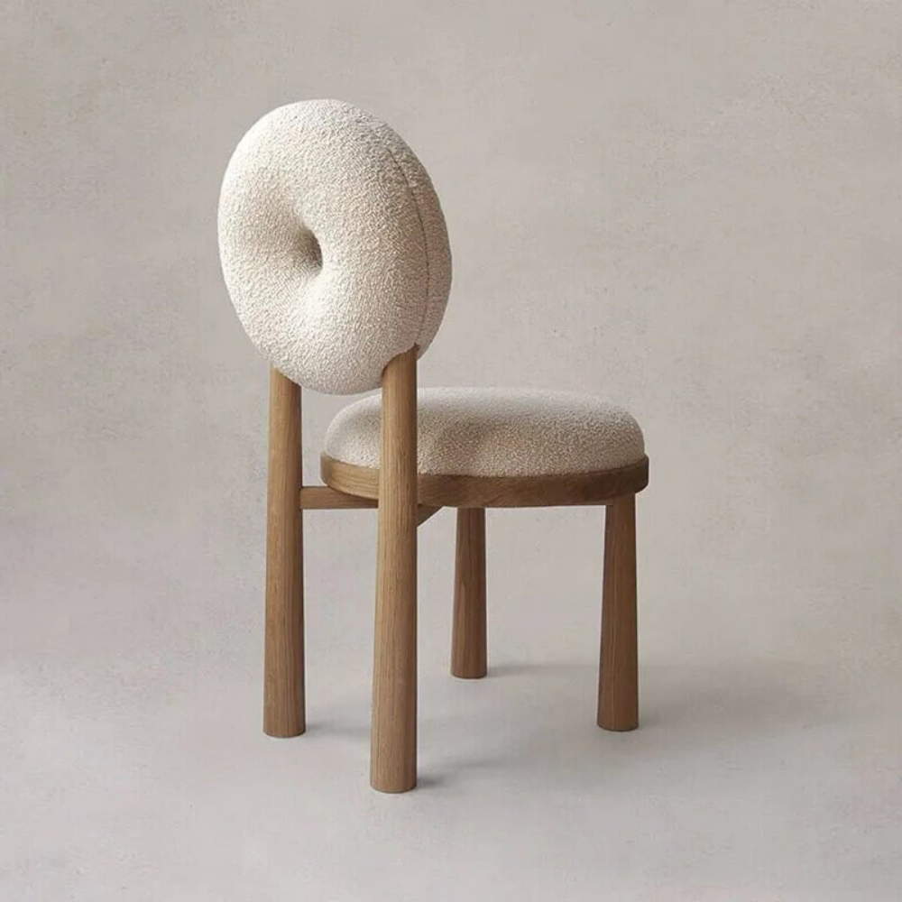 Wood and boucle wool chair DONISE