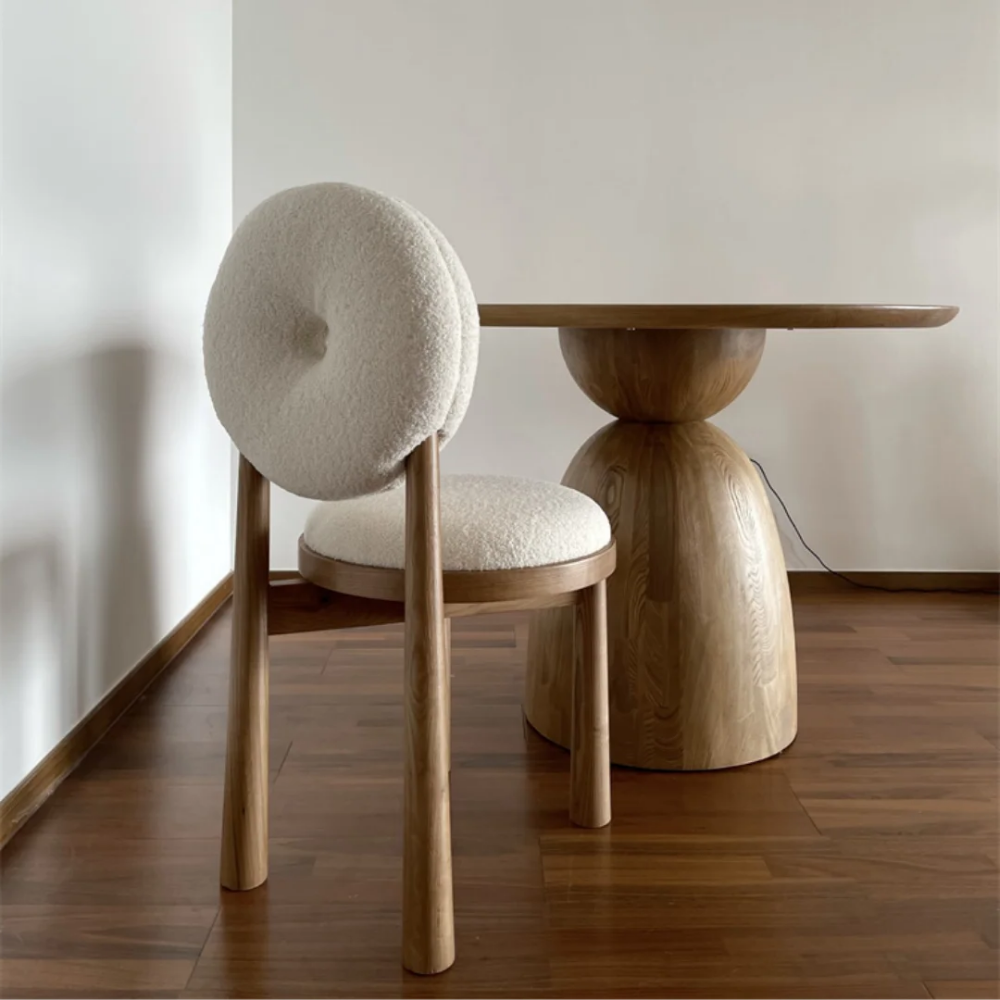 Wood and boucle wool chair DONISE