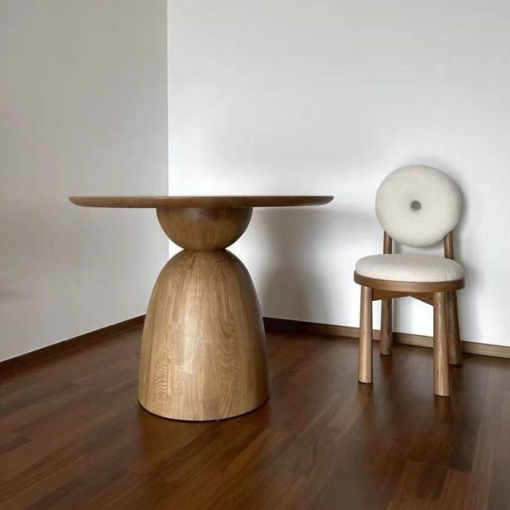 Wood and boucle wool chair DONISE