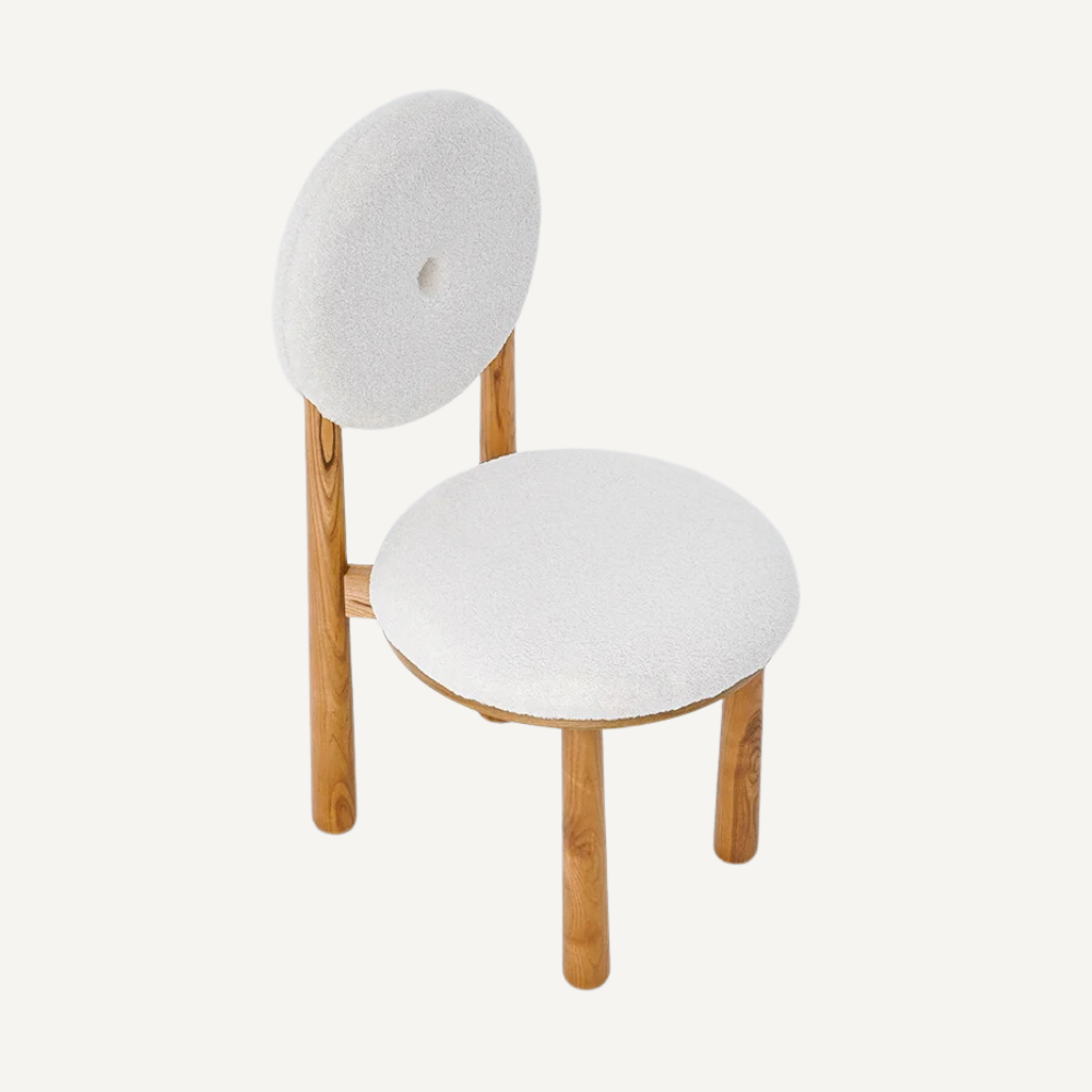 Wood and boucle wool chair DONISE