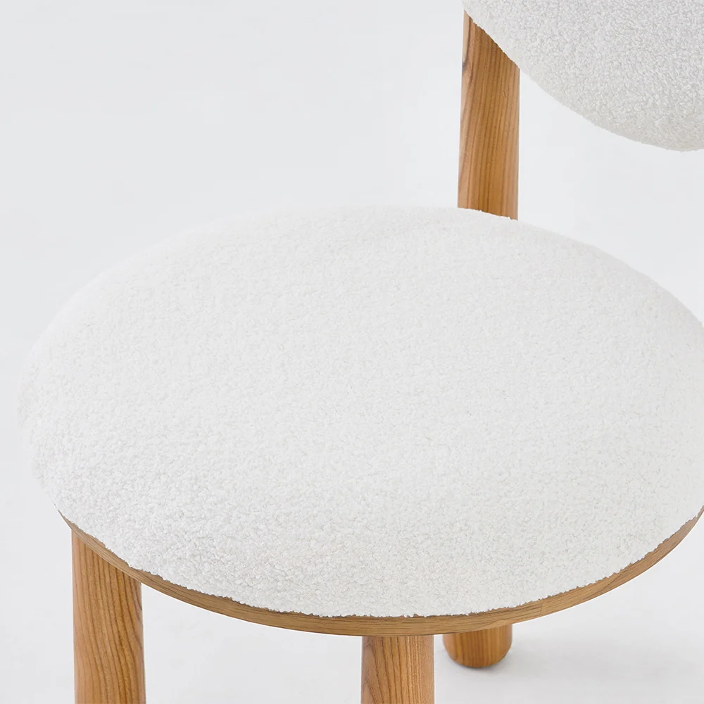 Wood and boucle wool chair DONISE