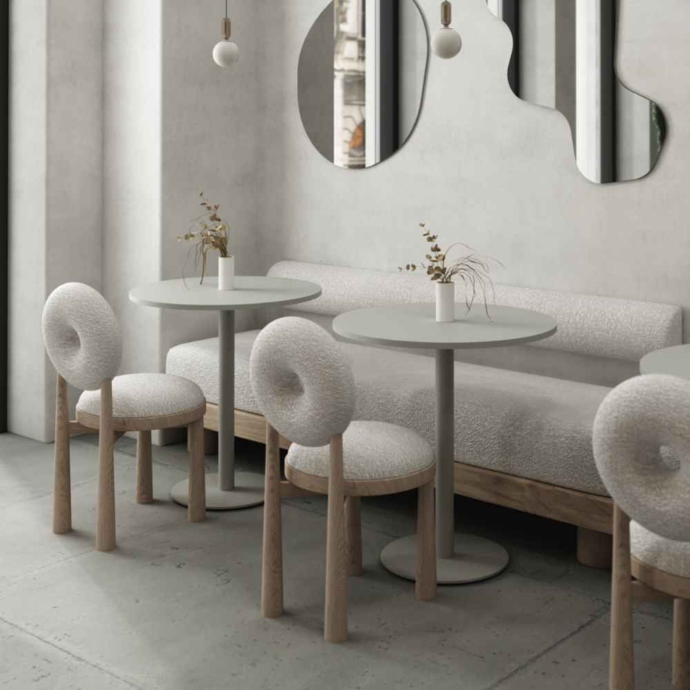 Wood and boucle wool chair DONISE