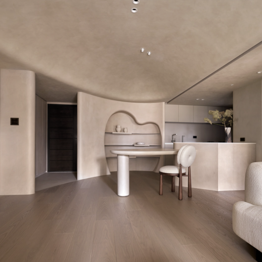 Wood and boucle wool chair DONISE