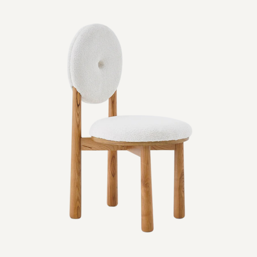 Wood and boucle wool chair DONISE